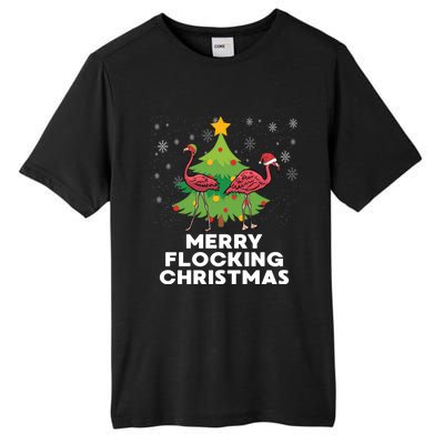 Merry Flocking Christmas Funny Xmas Flamingo Wading Bird Gift Tall Fusion ChromaSoft Performance T-Shirt