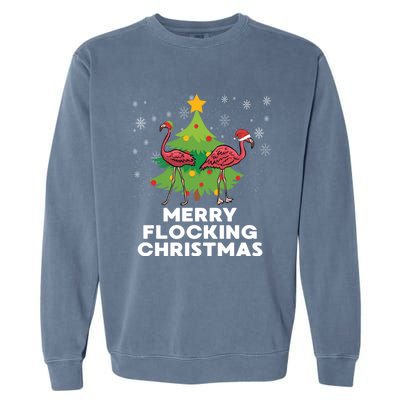 Merry Flocking Christmas Funny Xmas Flamingo Wading Bird Gift Garment-Dyed Sweatshirt