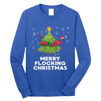 Merry Flocking Christmas Funny Xmas Flamingo Wading Bird Gift Long Sleeve Shirt