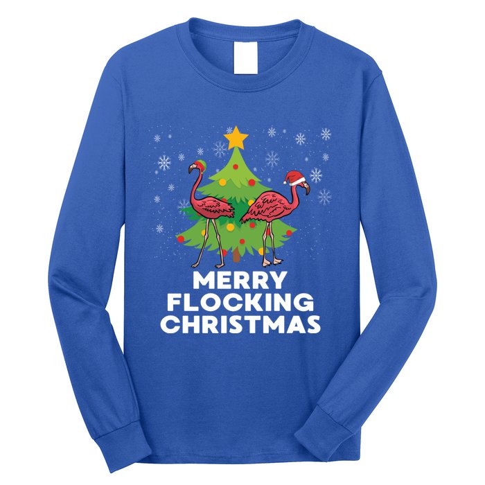 Merry Flocking Christmas Funny Xmas Flamingo Wading Bird Gift Long Sleeve Shirt