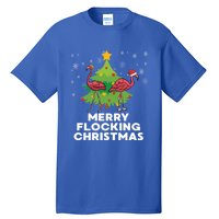 Merry Flocking Christmas Funny Xmas Flamingo Wading Bird Gift Tall T-Shirt