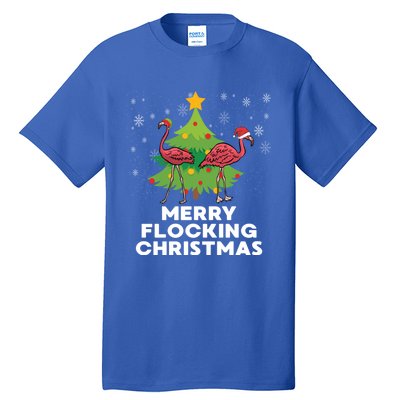 Merry Flocking Christmas Funny Xmas Flamingo Wading Bird Gift Tall T-Shirt