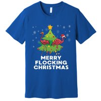 Merry Flocking Christmas Funny Xmas Flamingo Wading Bird Gift Premium T-Shirt