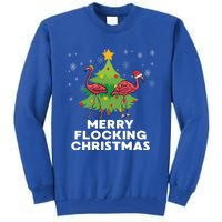 Merry Flocking Christmas Funny Xmas Flamingo Wading Bird Gift Tall Sweatshirt