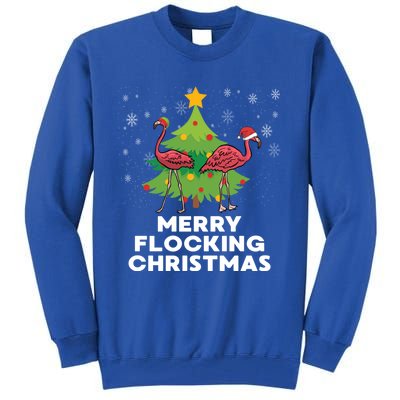 Merry Flocking Christmas Funny Xmas Flamingo Wading Bird Gift Tall Sweatshirt