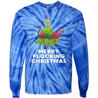 Merry Flocking Christmas Funny Xmas Flamingo Wading Bird Gift Tie-Dye Long Sleeve Shirt