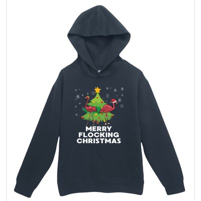 Merry Flocking Christmas Funny Xmas Flamingo Wading Bird Gift Urban Pullover Hoodie