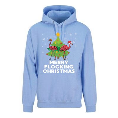 Merry Flocking Christmas Funny Xmas Flamingo Wading Bird Gift Unisex Surf Hoodie