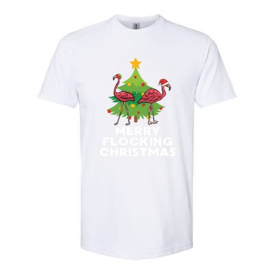 Merry Flocking Christmas Funny Xmas Flamingo Wading Bird Gift Softstyle CVC T-Shirt