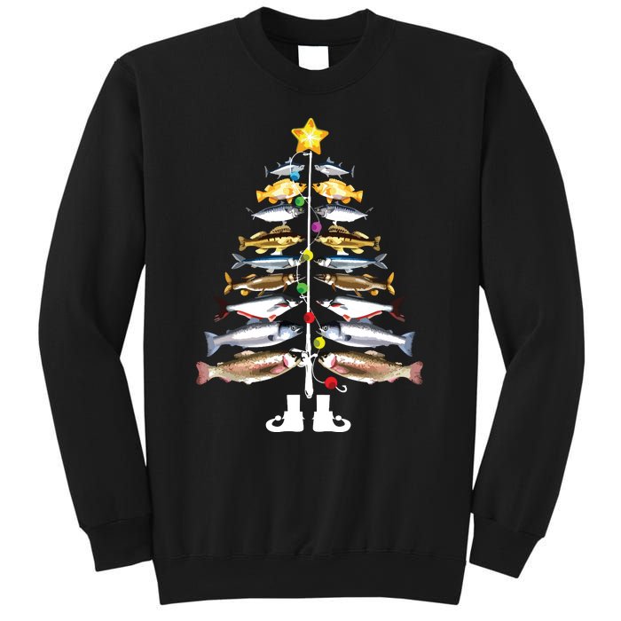 Merry Fishmas Christmas Tree Funny Fishing Sweatshirt