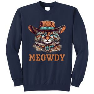 Meowdy Funny Cat Graphic Western Cowboy Cat Meow Howdy Tall Sweatshirt