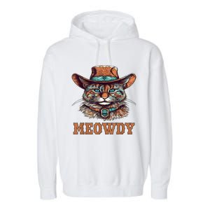 Meowdy Funny Cat Graphic Western Cowboy Cat Meow Howdy Garment-Dyed Fleece Hoodie