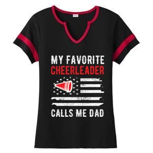 My Favorite Cheerleader Calls Me Dad Cheerleading Cheer Dad Funny Gift Ladies Halftime Notch Neck Tee