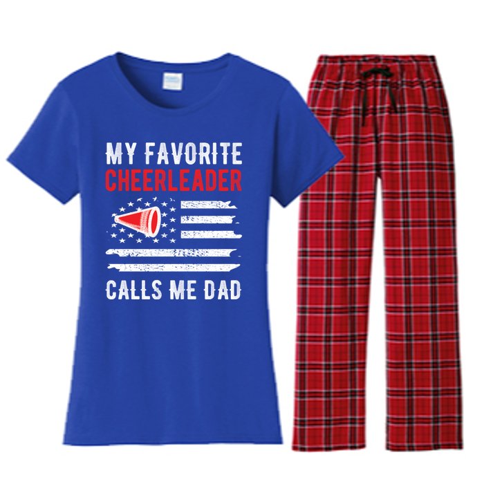 My Favorite Cheerleader Calls Me Dad Cheerleading Cheer Dad Funny Gift Women's Flannel Pajama Set