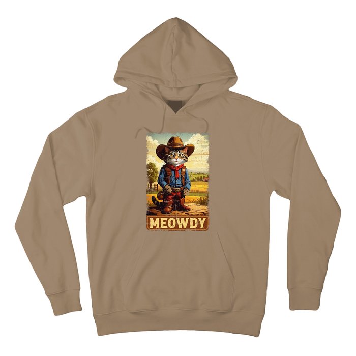 Meowdy Funny Country Side Cat Hat Vintage Cowboy Cat Hoodie