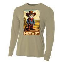 Meowdy Funny Country Side Cat Hat Vintage Cowboy Cat Cooling Performance Long Sleeve Crew