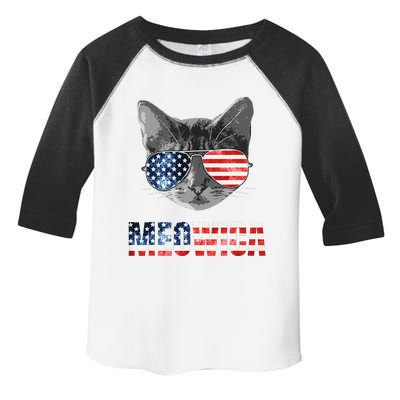 Meowica Funny Cat Patriotic USA American Flag Toddler Fine Jersey T-Shirt