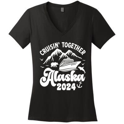 Matching Family Cruisin Together Alaska 2024 Women's V-Neck T-Shirt