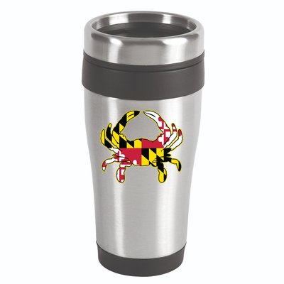 Maryland Flag Crab Design With Md Flag Colors Overlay 16oz Travel Tumbler