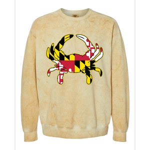 Maryland Flag Crab Design With Md Flag Colors Overlay Colorblast Crewneck Sweatshirt