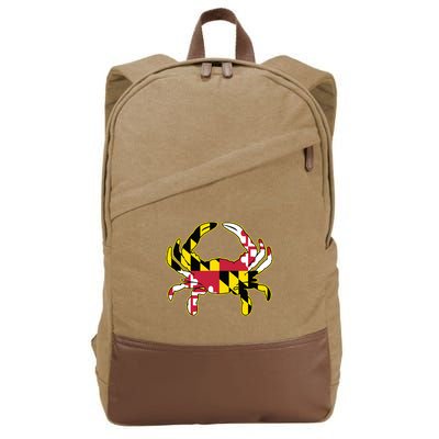 Maryland Flag Crab Design With Md Flag Colors Overlay Cotton Canvas Backpack