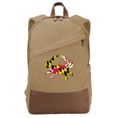 Maryland Flag Crab Design With Md Flag Colors Overlay Cotton Canvas Backpack