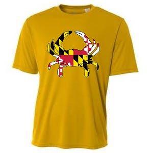 Maryland Flag Crab Design With Md Flag Colors Overlay Cooling Performance Crew T-Shirt