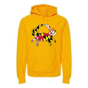 Maryland Flag Crab Design With Md Flag Colors Overlay Premium Hoodie