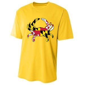 Maryland Flag Crab Design With Md Flag Colors Overlay Performance Sprint T-Shirt