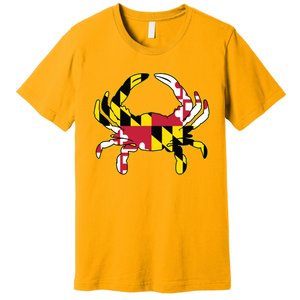 Maryland Flag Crab Design With Md Flag Colors Overlay Premium T-Shirt