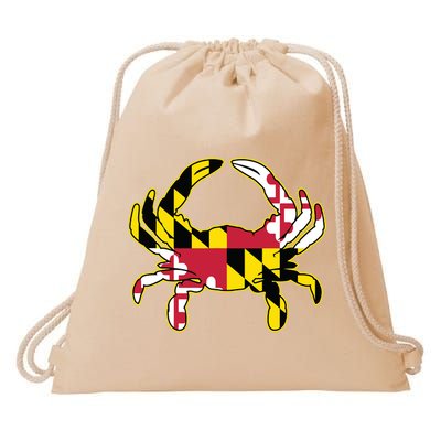 Maryland Flag Crab Design With Md Flag Colors Overlay Drawstring Bag
