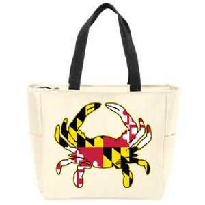 Maryland Flag Crab Design With Md Flag Colors Overlay Zip Tote Bag