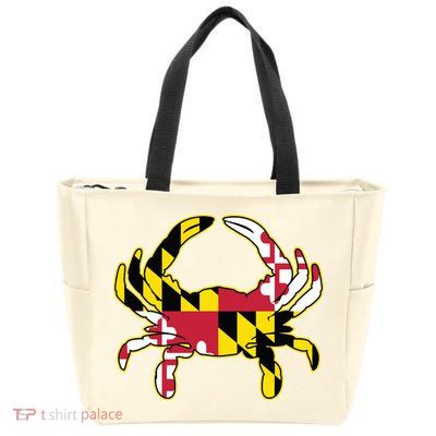 Maryland Flag Crab Design With Md Flag Colors Overlay Zip Tote Bag