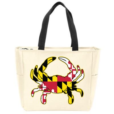 Maryland Flag Crab Design With Md Flag Colors Overlay Zip Tote Bag