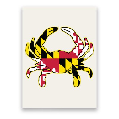 Maryland Flag Crab Design With Md Flag Colors Overlay Poster