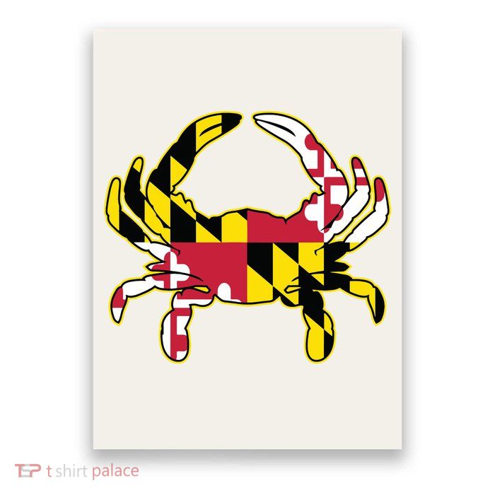 Maryland Flag Crab Design With Md Flag Colors Overlay Poster