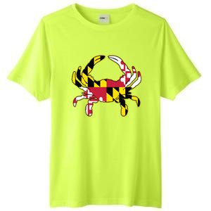 Maryland Flag Crab Design With Md Flag Colors Overlay Tall Fusion ChromaSoft Performance T-Shirt