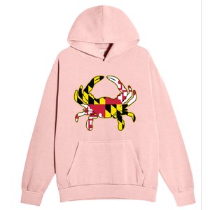 Maryland Flag Crab Design With Md Flag Colors Overlay Urban Pullover Hoodie