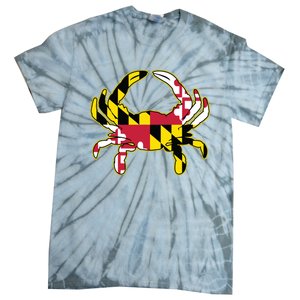 Maryland Flag Crab Design With Md Flag Colors Overlay Tie-Dye T-Shirt