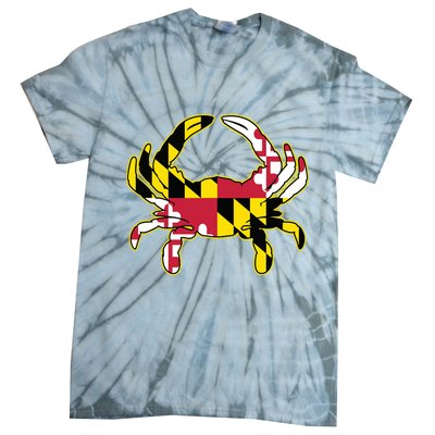 Maryland Flag Crab Design With Md Flag Colors Overlay Tie-Dye T-Shirt