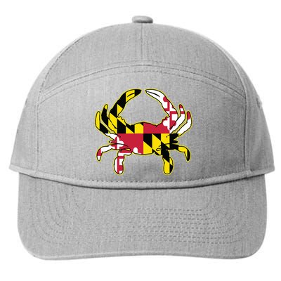 Maryland Flag Crab Design With Md Flag Colors Overlay 7-Panel Snapback Hat