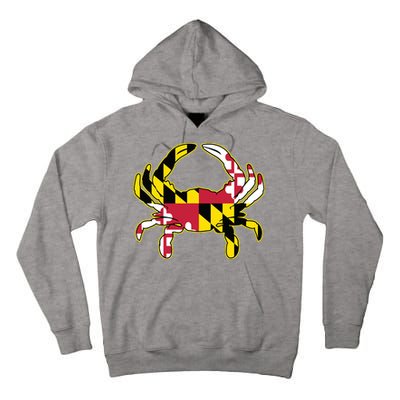 Maryland Flag Crab Design With Md Flag Colors Overlay Tall Hoodie