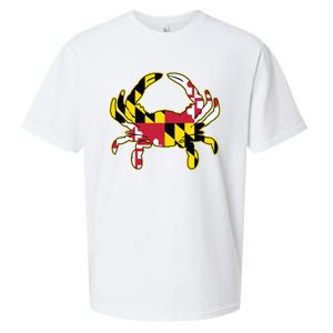 Maryland Flag Crab Design With Md Flag Colors Overlay Sueded Cloud Jersey T-Shirt