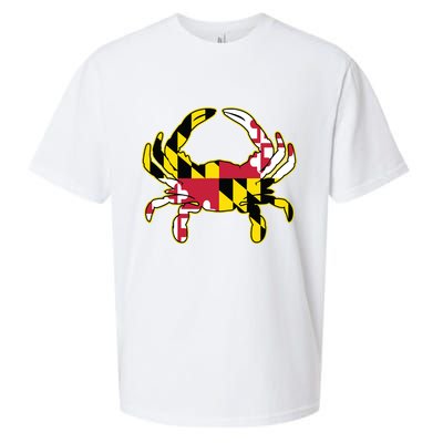 Maryland Flag Crab Design With Md Flag Colors Overlay Sueded Cloud Jersey T-Shirt