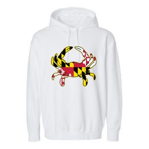 Maryland Flag Crab Design With Md Flag Colors Overlay Garment-Dyed Fleece Hoodie