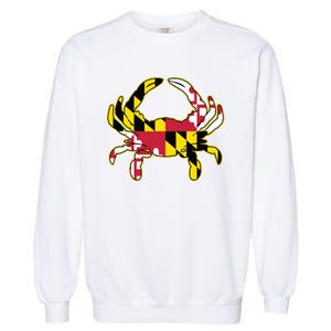 Maryland Flag Crab Design With Md Flag Colors Overlay Garment-Dyed Sweatshirt