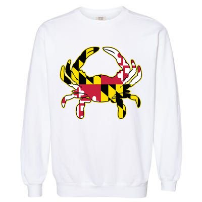 Maryland Flag Crab Design With Md Flag Colors Overlay Garment-Dyed Sweatshirt