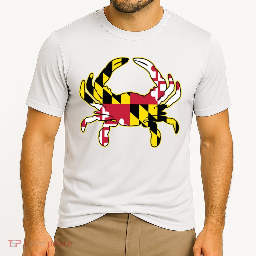 Maryland Flag Crab Design With Md Flag Colors Overlay Performance Shirt
