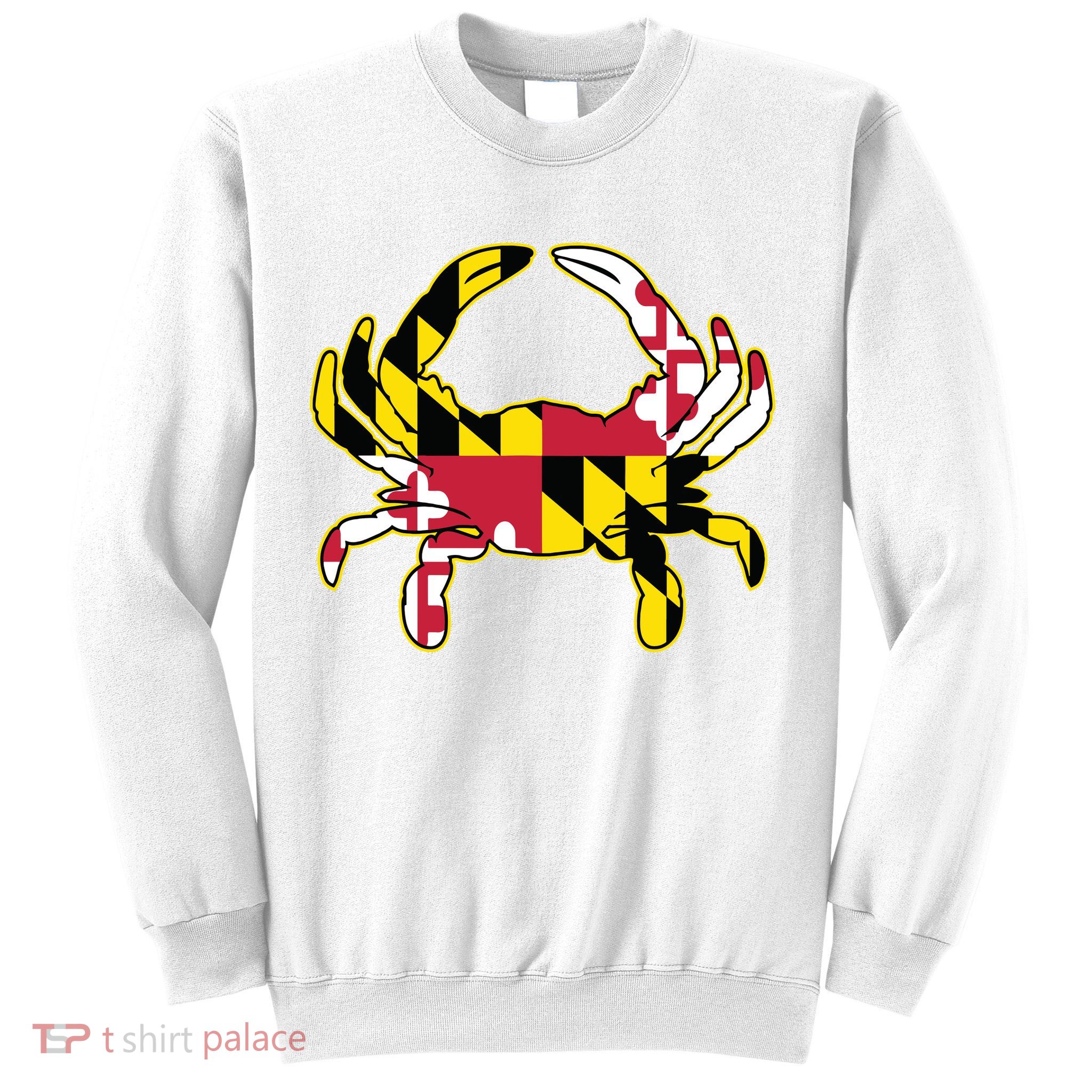 Maryland Flag Crab Design With Md Flag Colors Overlay Sweatshirt