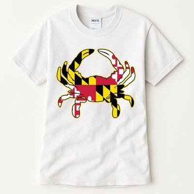 Maryland Flag Crab Design With Md Flag Colors Overlay Tall T-Shirt